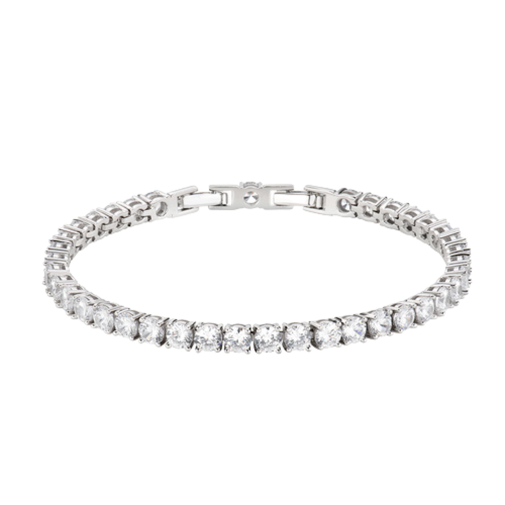 white zirconia heart tennis necklace