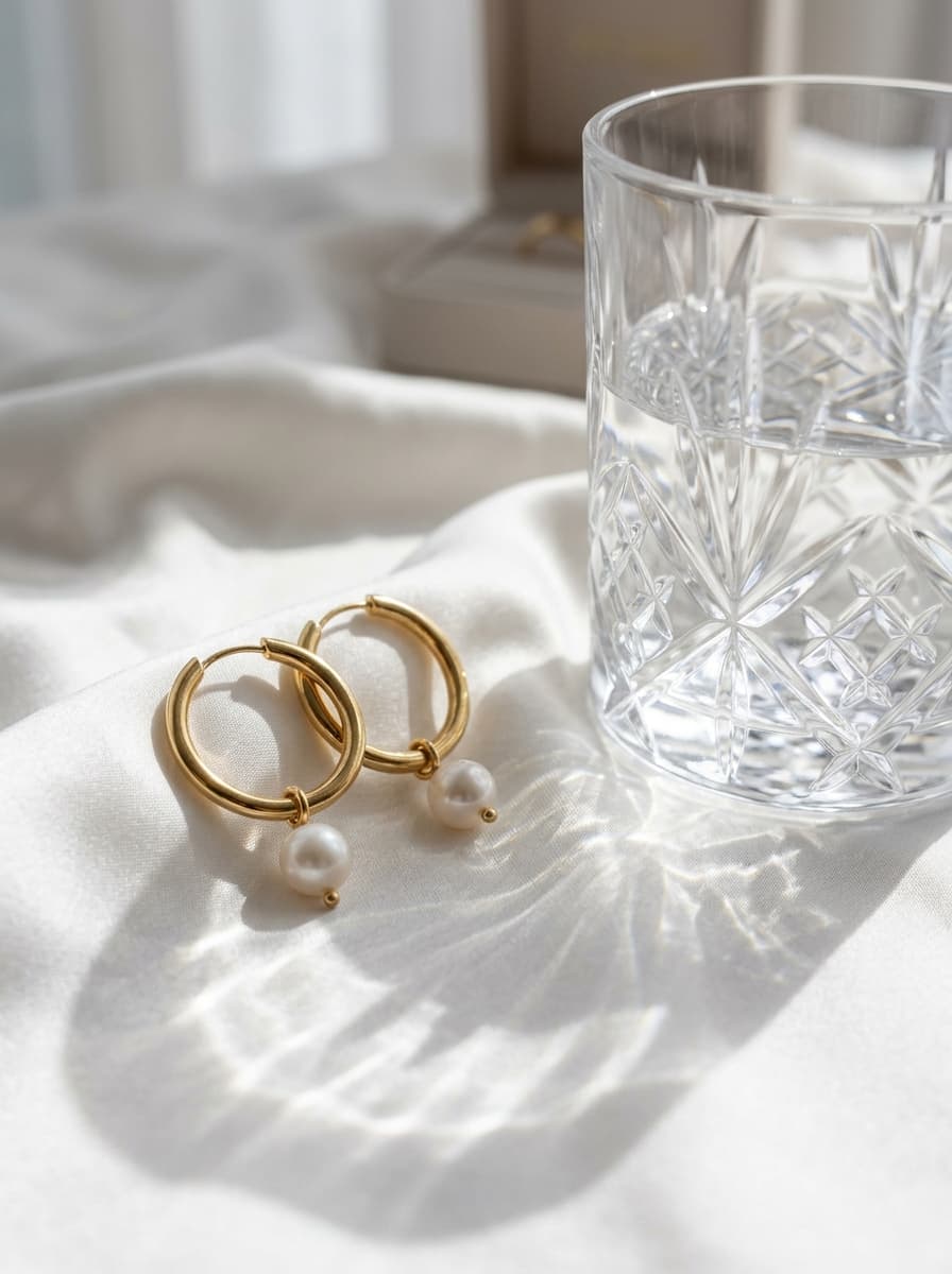 A single product: baroque pearl hoop earrings