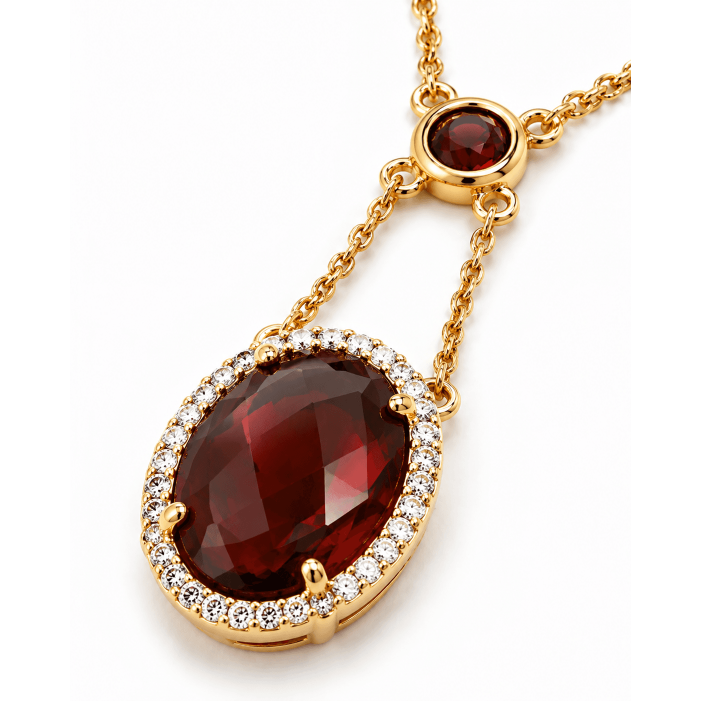 Celestia Garnet Halo Pendant Necklace