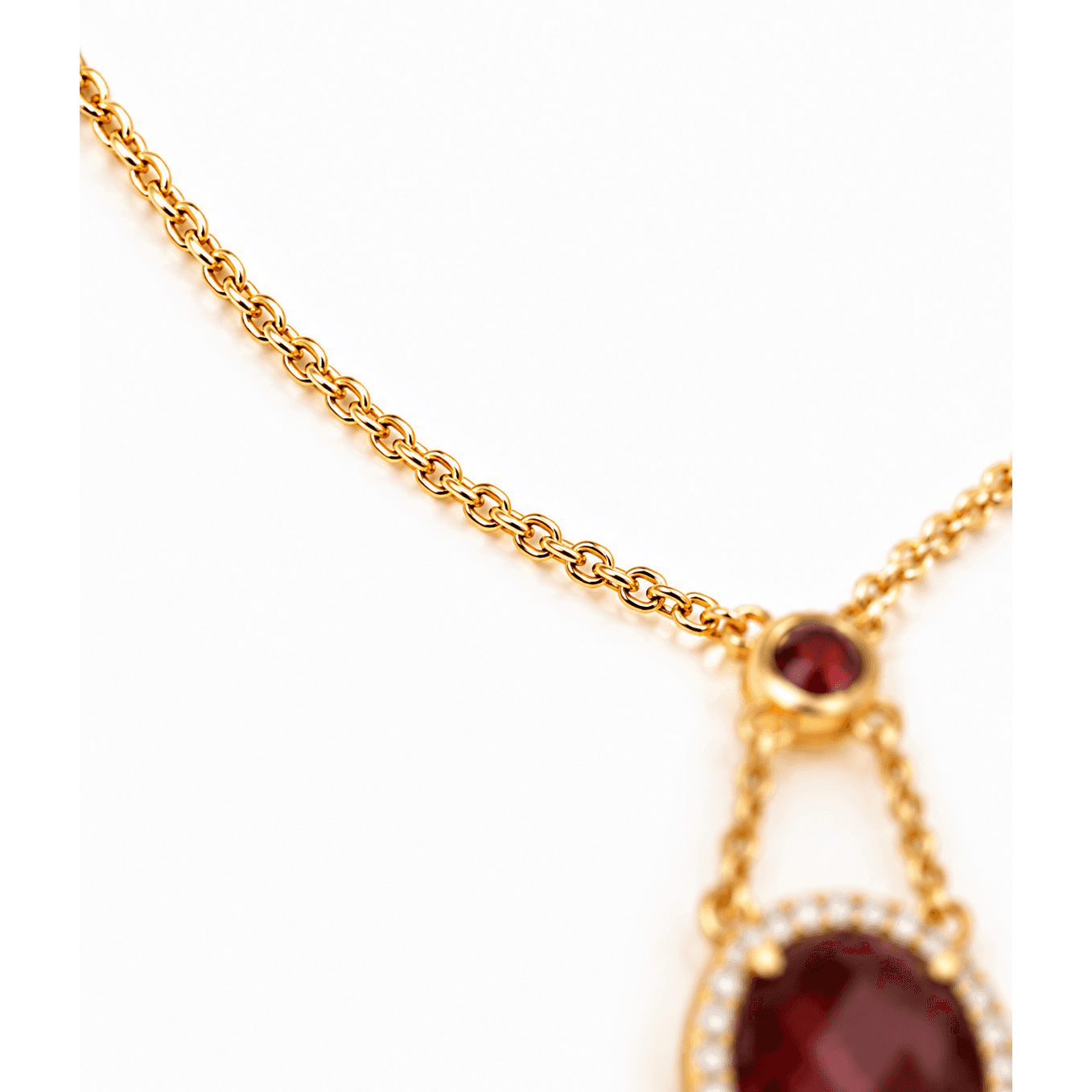 Celestia Garnet Halo Pendant Necklace