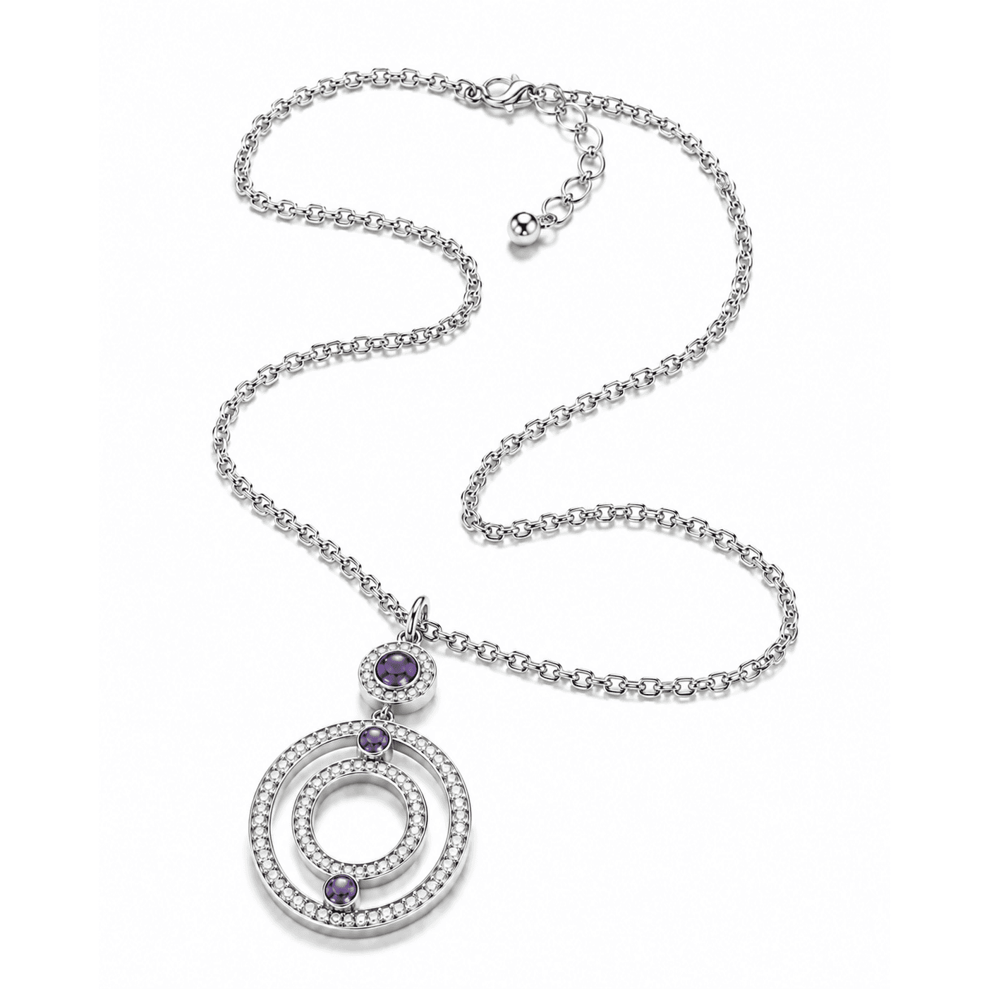 Amethyst Orbit Diamond Pendant Necklace