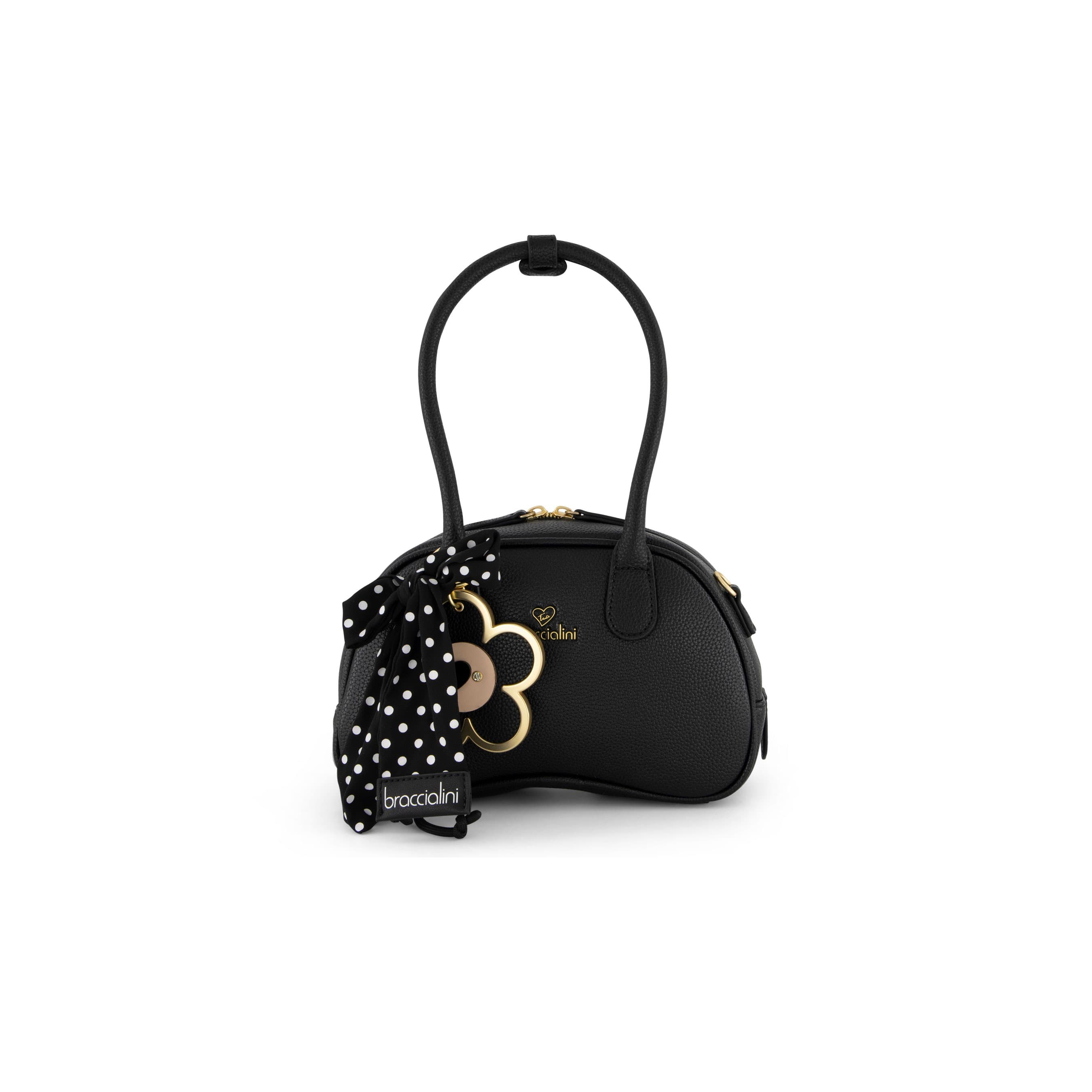 Beth Charm Mini Bowling Bag – Black