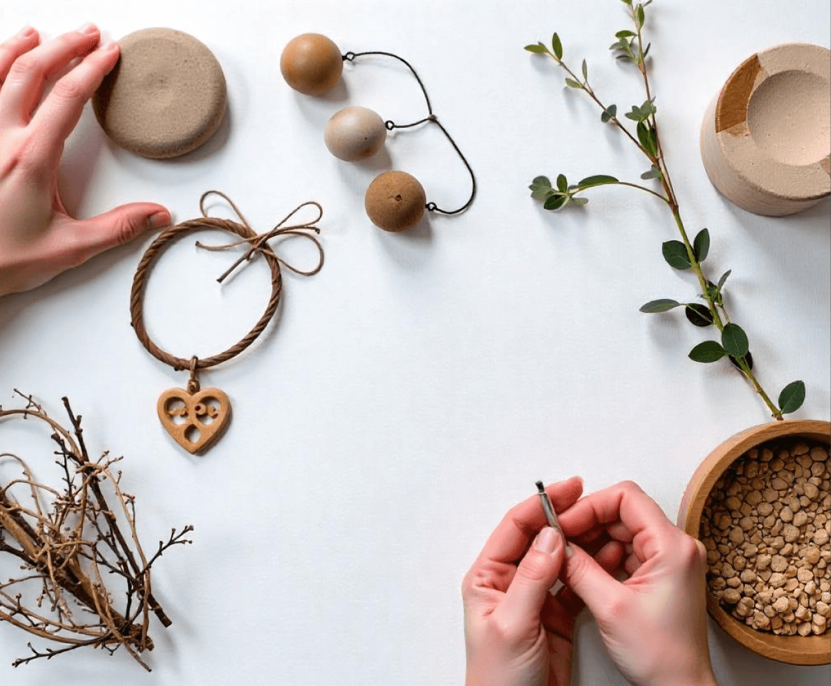 A maker's hands finishing a handmade pendant