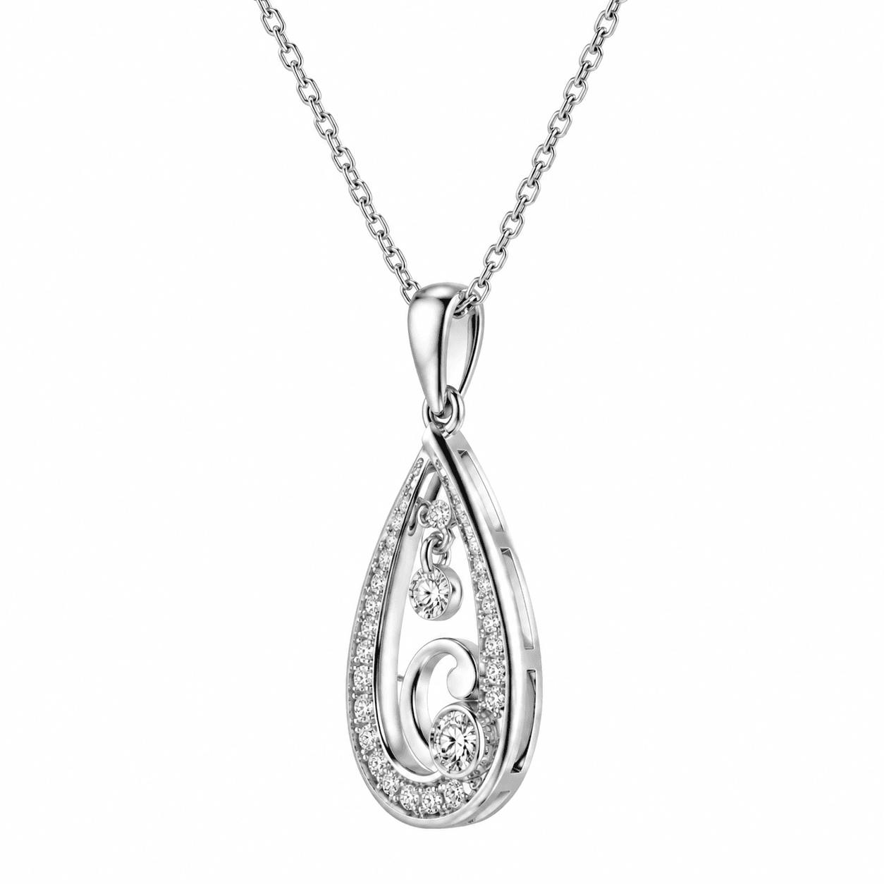 Serena Teardrop Diamond Pendant Necklace - Shimmering Diamond Collection
