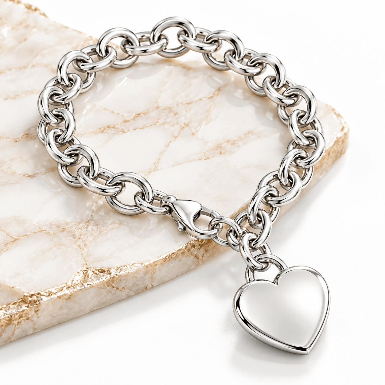 Silver Heart Lock Chain Bracelet - Everlove Collection