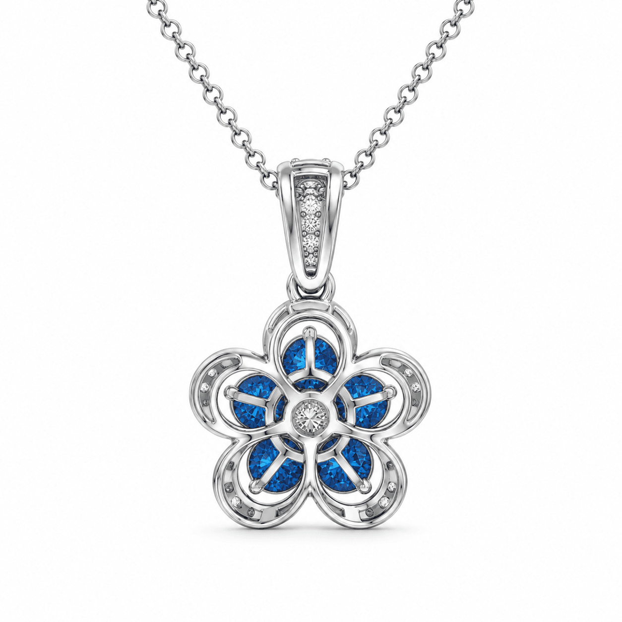 TruAmore Blue Luminous Diamond Blossom Pendant
