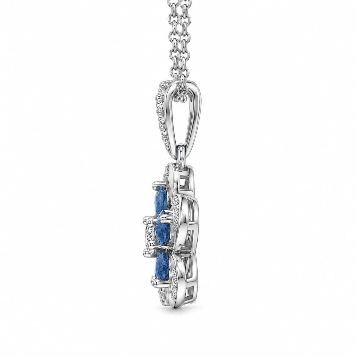 TruAmore Blue Luminous Diamond Blossom Pendant