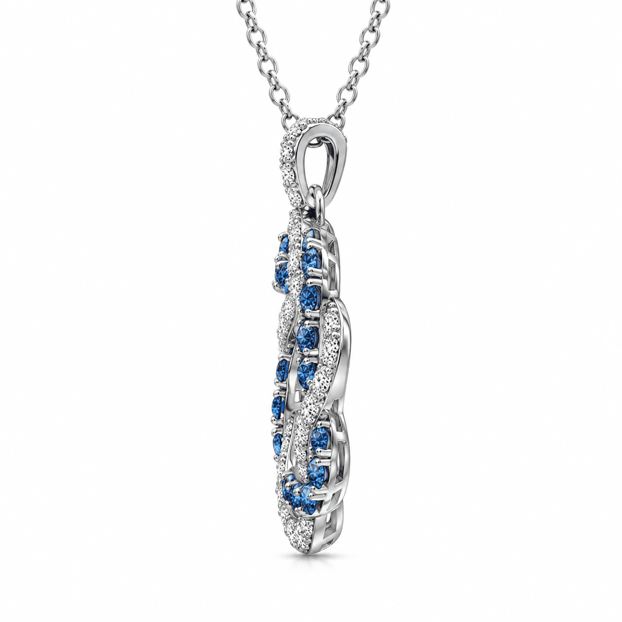 TruAmore Blue Entwined Diamond Halo Pendant