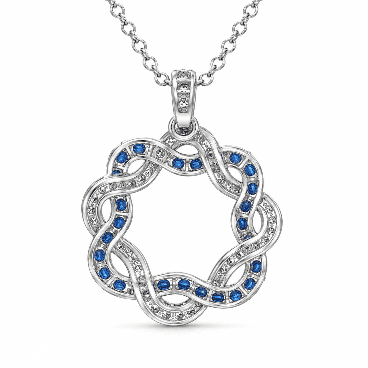 TruAmore Blue Entwined Diamond Halo Pendant