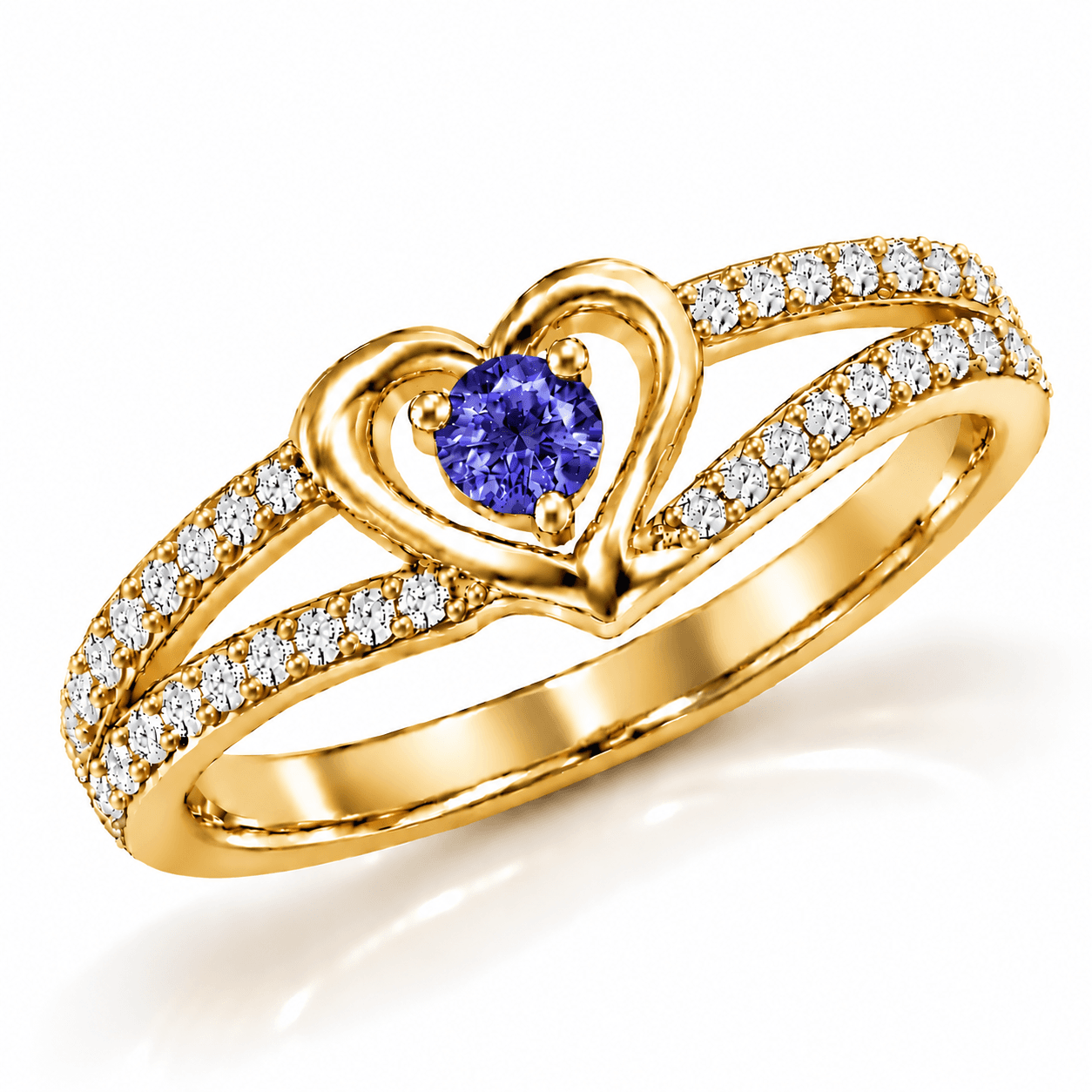 Kiçh Aura Amorette Heart Solitaire Pavé Ring