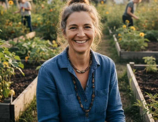 Helena Roy in the community garden