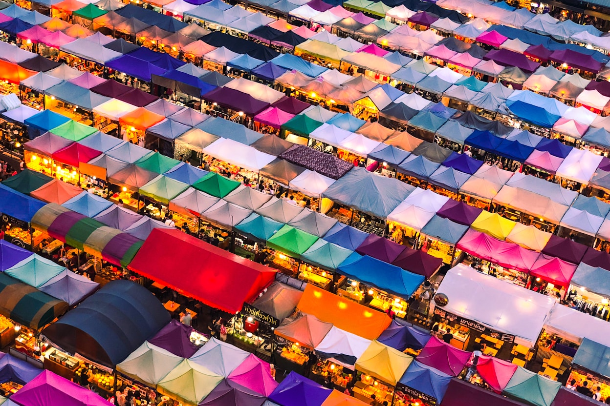 Colorful market stalls